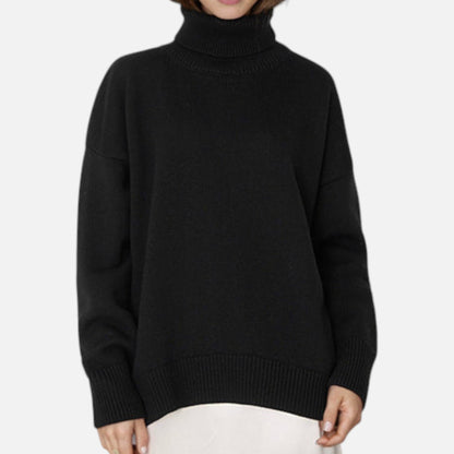 Elfrieda | Damen Oversized Rollkragenpullover – Weicher, Langer Strickpullover im Modernen Loose-Fit Look für Herbst & Winter