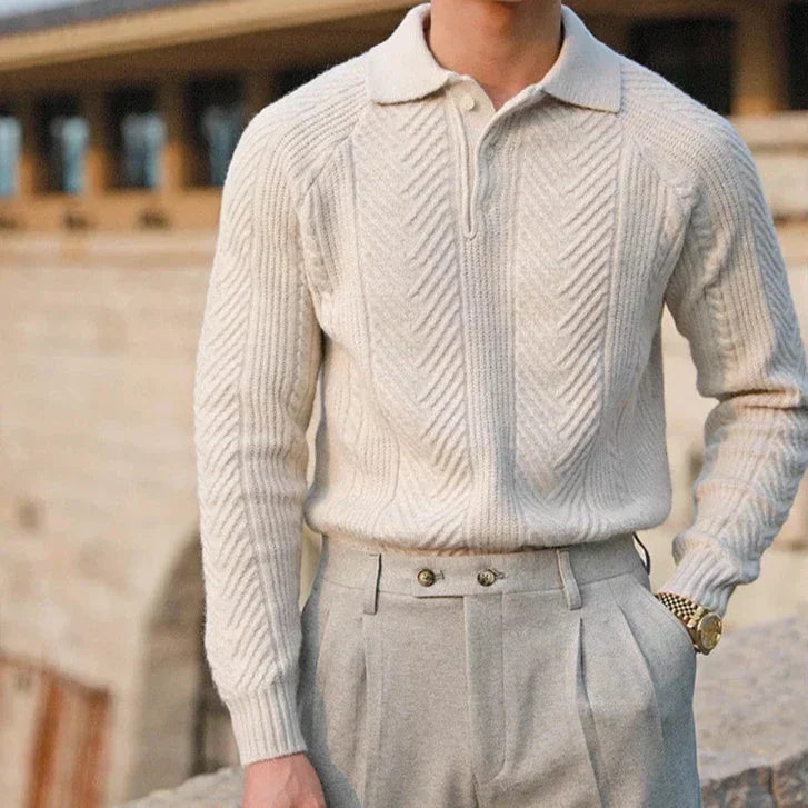 Eleganter Herren Kaschmir Strickpullover mit Polokragen – Luxuriös, Warm & Zeitlos