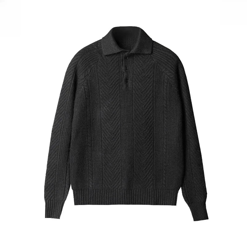 Eleganter Herren Kaschmir Strickpullover mit Polokragen – Luxuriös, Warm & Zeitlos