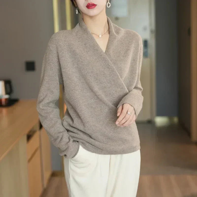 Eleganter Kaschmir Damen Wickelpullover – Luxuriös, Feminin & Komfortabel