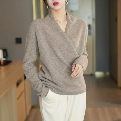 Eleganter Kaschmir Damen Wickelpullover – Luxuriös, Feminin & Komfortabel