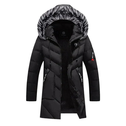 Miles | Herren Winterjacke mit Kapuze & Fleecefutter | Langer Steppmantel für kalte Tage