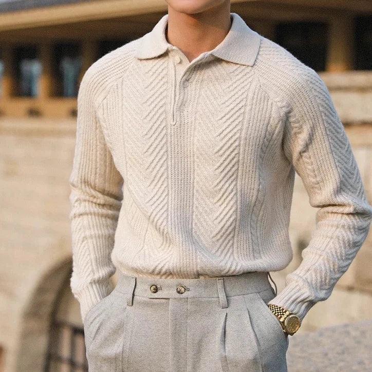 Eleganter Herren Kaschmir Strickpullover mit Polokragen – Luxuriös, Warm & Zeitlos