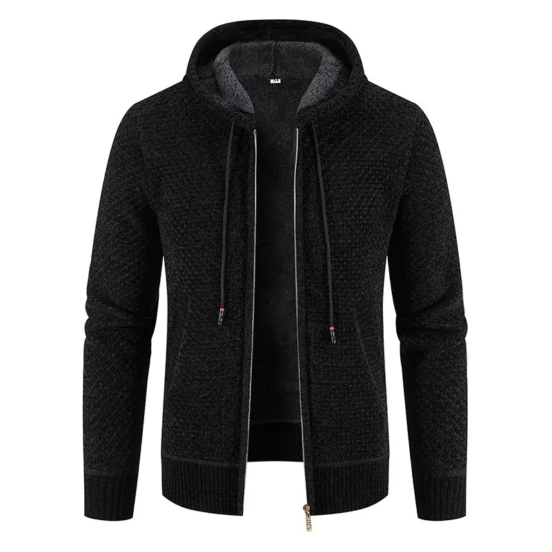 Wyatt | Herren Strickjacke mit Kapuze & Futter | Warme Winterjacke mit Reißverschluss