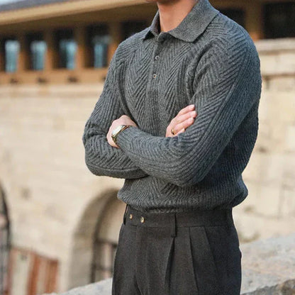 Eleganter Herren Kaschmir Strickpullover mit Polokragen – Luxuriös, Warm & Zeitlos