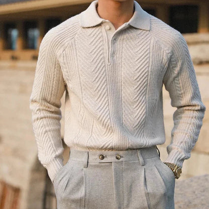 Eleganter Herren Kaschmir Strickpullover mit Polokragen – Luxuriös, Warm & Zeitlos