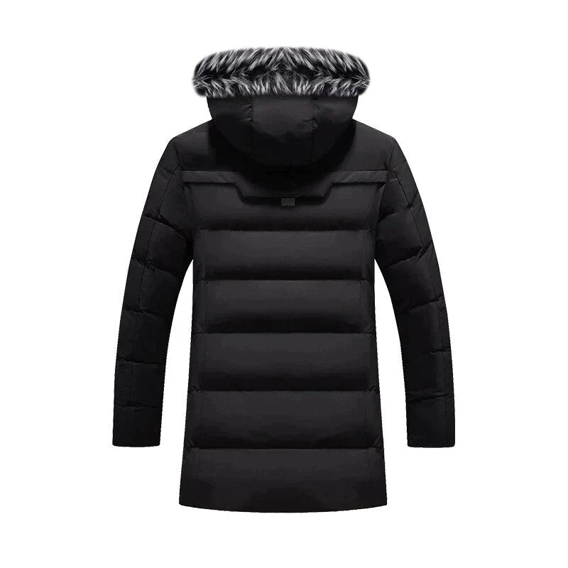 Miles | Herren Winterjacke mit Kapuze & Fleecefutter | Langer Steppmantel für kalte Tage