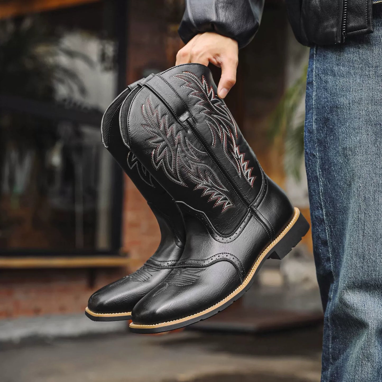 Lockwood | Herren Western Stiefel Mid-Calf mit Stickerei & klassischer Square-Toe