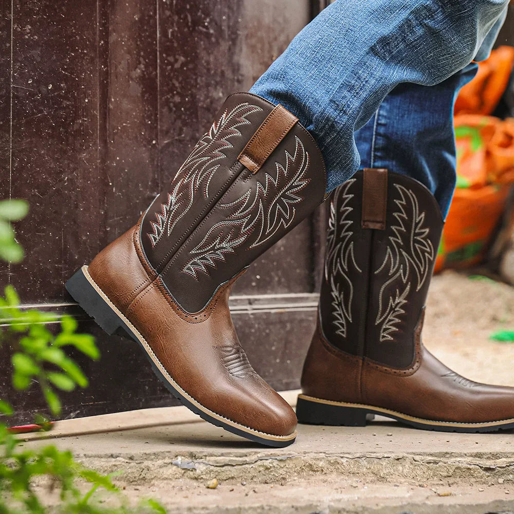 Lockwood | Herren Western Stiefel Mid-Calf mit Stickerei & klassischer Square-Toe