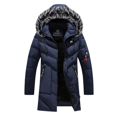 Miles | Herren Winterjacke mit Kapuze & Fleecefutter | Langer Steppmantel für kalte Tage