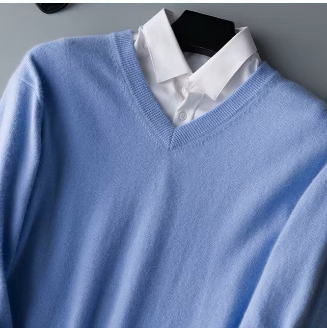 Herren Cashmere-Pullover mit V-Ausschnitt – Luxuriös, Weich & Zeitlos Elegant