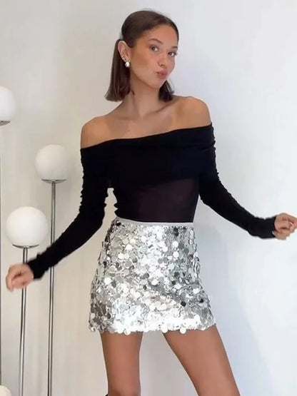Thalira | Sexy Pailletten Minirock für Partys