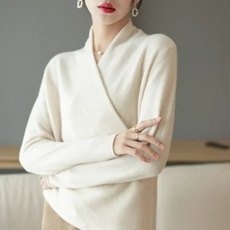 Eleganter Kaschmir Damen Wickelpullover – Luxuriös, Feminin & Komfortabel