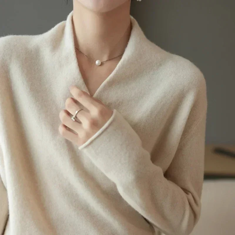 Eleganter Kaschmir Damen Wickelpullover – Luxuriös, Feminin & Komfortabel