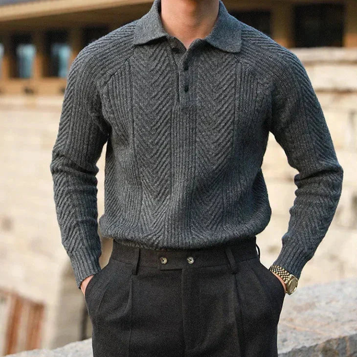 Eleganter Herren Kaschmir Strickpullover mit Polokragen – Luxuriös, Warm & Zeitlos