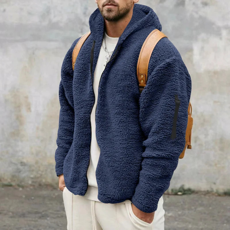 Herren Winter-Fleece Hoodie mit Kapuze & weichem Plüschfutter