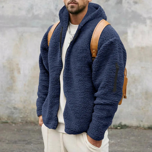 Herren Winter-Fleece Hoodie mit Kapuze & weichem Plüschfutter