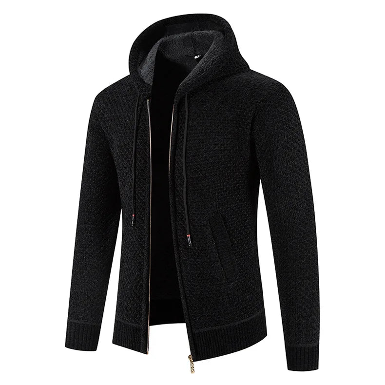 Wyatt | Herren Strickjacke mit Kapuze & Futter | Warme Winterjacke mit Reißverschluss