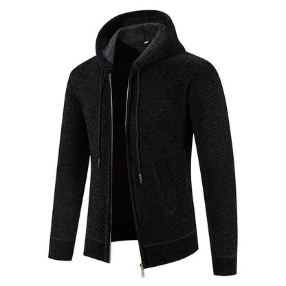 Wyatt | Herren Strickjacke mit Kapuze & Futter | Warme Winterjacke mit Reißverschluss