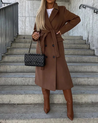 Klassischer Taillierter Damen Mantel mit Bindegürtel – Eleganz trifft feminine Silhouette