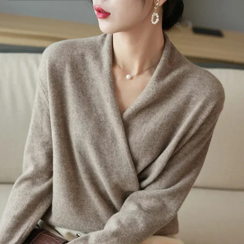 Eleganter Kaschmir Damen Wickelpullover – Luxuriös, Feminin & Komfortabel