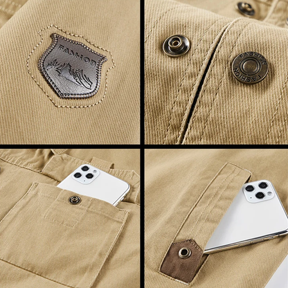 Herren Outdoorjacke mit Canvas-Struktur | Robust & Lässiger Freizeit-Look