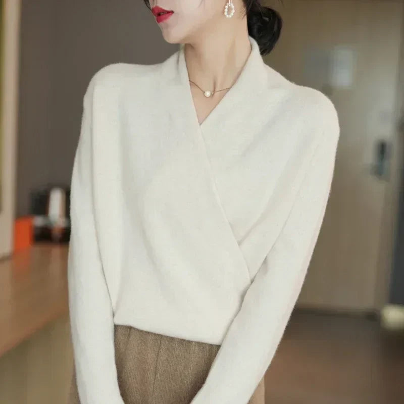 Eleganter Kaschmir Damen Wickelpullover – Luxuriös, Feminin & Komfortabel