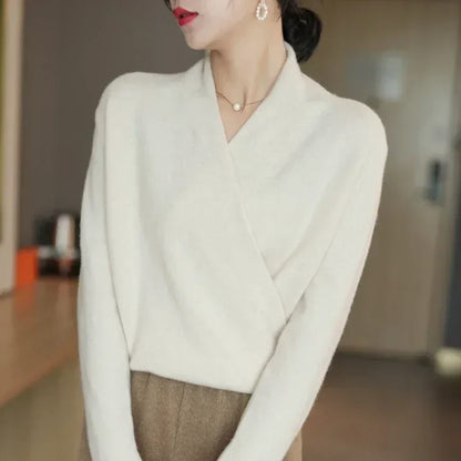 Eleganter Kaschmir Damen Wickelpullover – Luxuriös, Feminin & Komfortabel