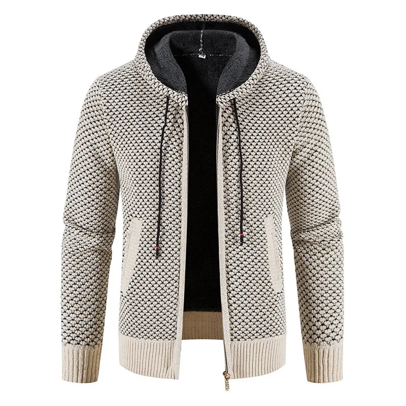 Wyatt | Herren Strickjacke mit Kapuze & Futter | Warme Winterjacke mit Reißverschluss