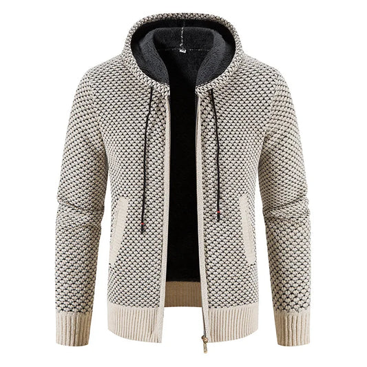 Wyatt | Herren Strickjacke mit Kapuze & Futter | Warme Winterjacke mit Reißverschluss