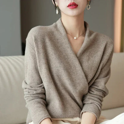Eleganter Kaschmir Damen Wickelpullover – Luxuriös, Feminin & Komfortabel