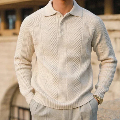 Eleganter Herren Kaschmir Strickpullover mit Polokragen – Luxuriös, Warm & Zeitlos