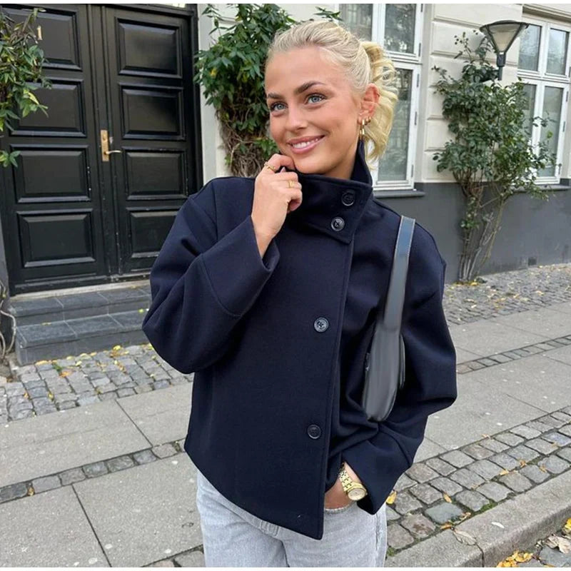 Elegante Damen Kurzjacke mit Stehkragen | Minimalistische Raffinesse für jeden Anlass