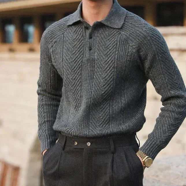 Eleganter Herren Kaschmir Strickpullover mit Polokragen – Luxuriös, Warm & Zeitlos