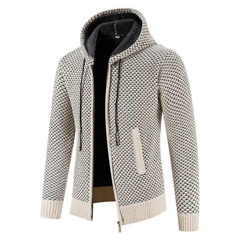 Wyatt | Herren Strickjacke mit Kapuze & Futter | Warme Winterjacke mit Reißverschluss