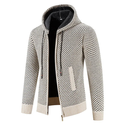 Wyatt | Herren Strickjacke mit Kapuze & Futter | Warme Winterjacke mit Reißverschluss