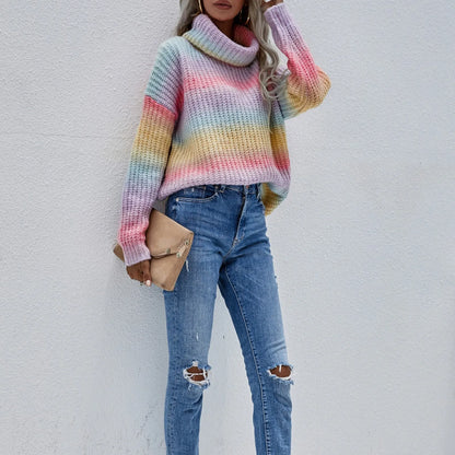 Raina | Regenbogen Rollkragenpullover Strick