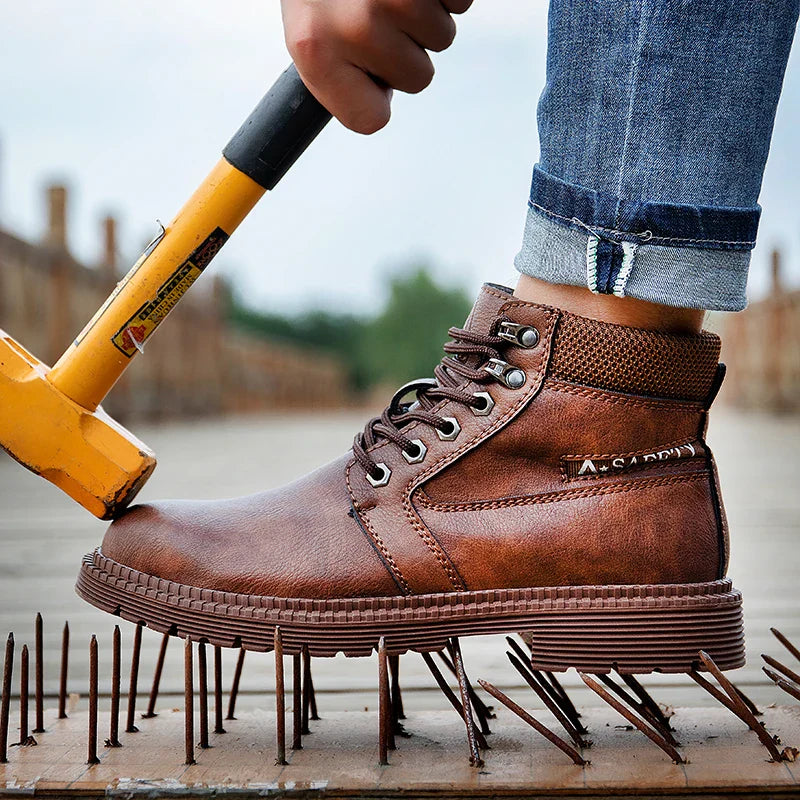 Iverson | Herren wasserdichte Stahlkappen-Sicherheitsstiefel mit rutschfester Sohle