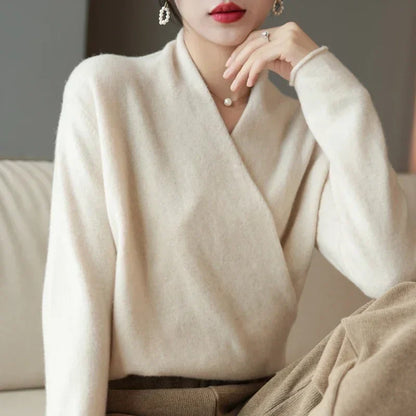 Eleganter Kaschmir Damen Wickelpullover – Luxuriös, Feminin & Komfortabel