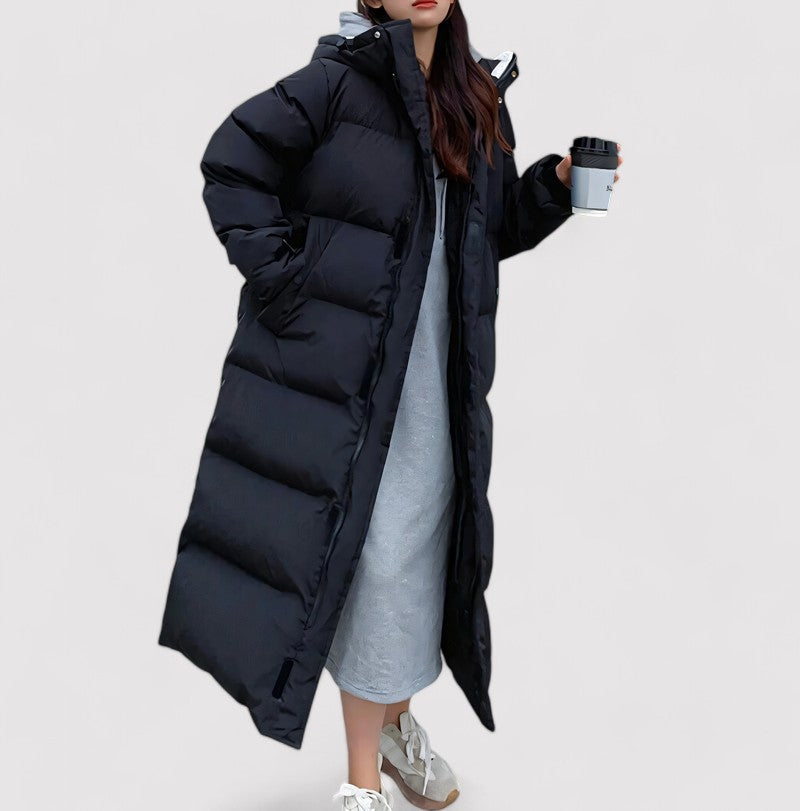 Langer Damen-Pufferparka mit Kapuze | wasserfest & warm gefüttert
