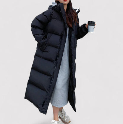 Langer Damen-Pufferparka mit Kapuze | wasserfest & warm gefüttert