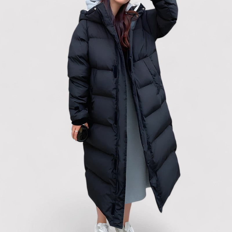 Langer Damen-Pufferparka mit Kapuze | wasserfest & warm gefüttert