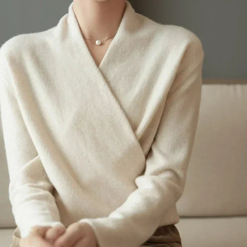 Eleganter Kaschmir Damen Wickelpullover – Luxuriös, Feminin & Komfortabel