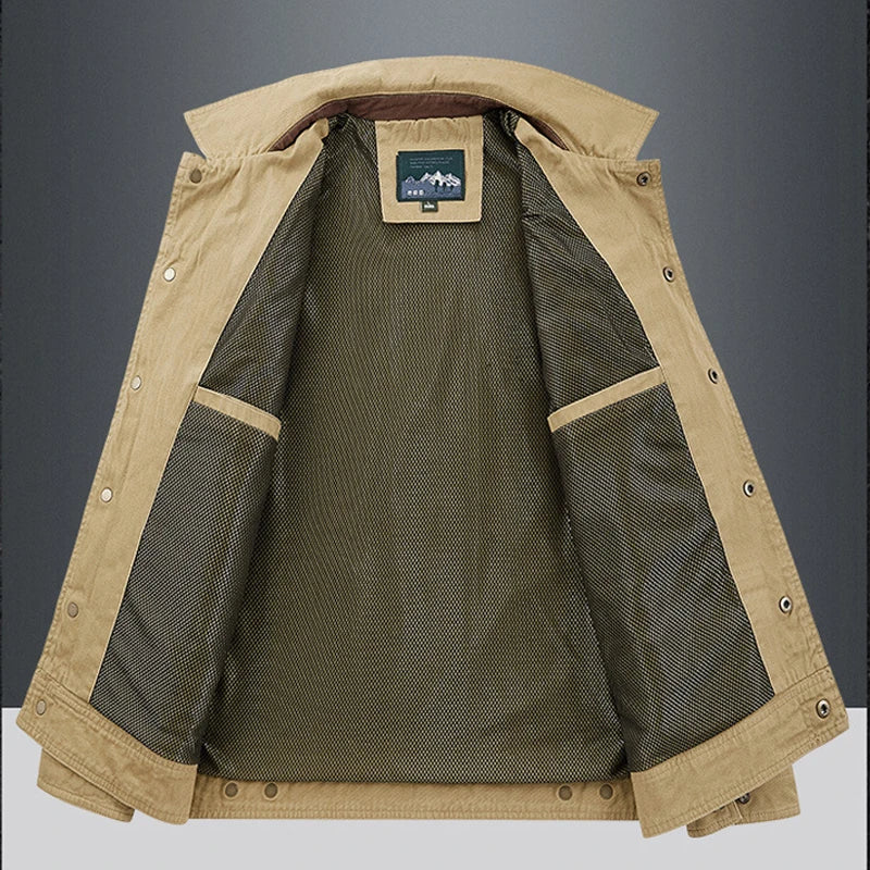 Herren Outdoorjacke mit Canvas-Struktur | Robust & Lässiger Freizeit-Look