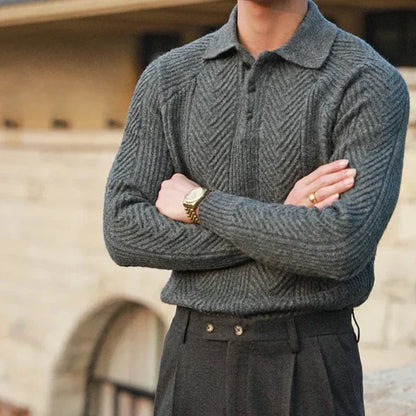 Eleganter Herren Kaschmir Strickpullover mit Polokragen – Luxuriös, Warm & Zeitlos
