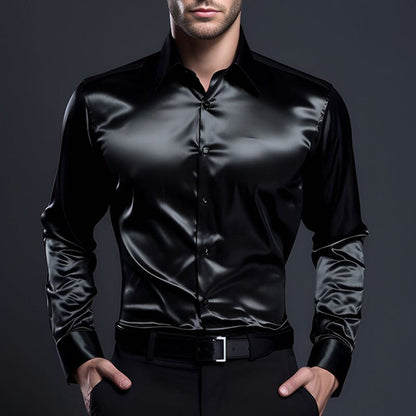 Cedric | Herren-Satinhemd mit Glanz – Luxuriös, Stilvoll & Elegant