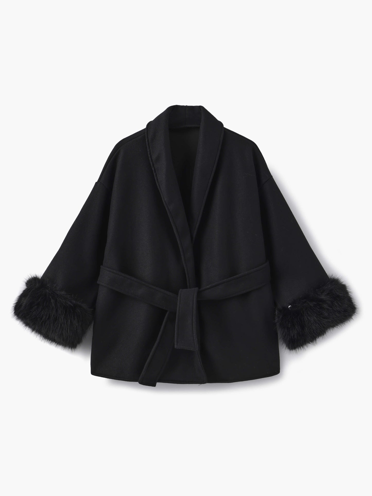 Wickelmantel Damen mit Fellärmeln | Eleganter Herbststyle für City & Office