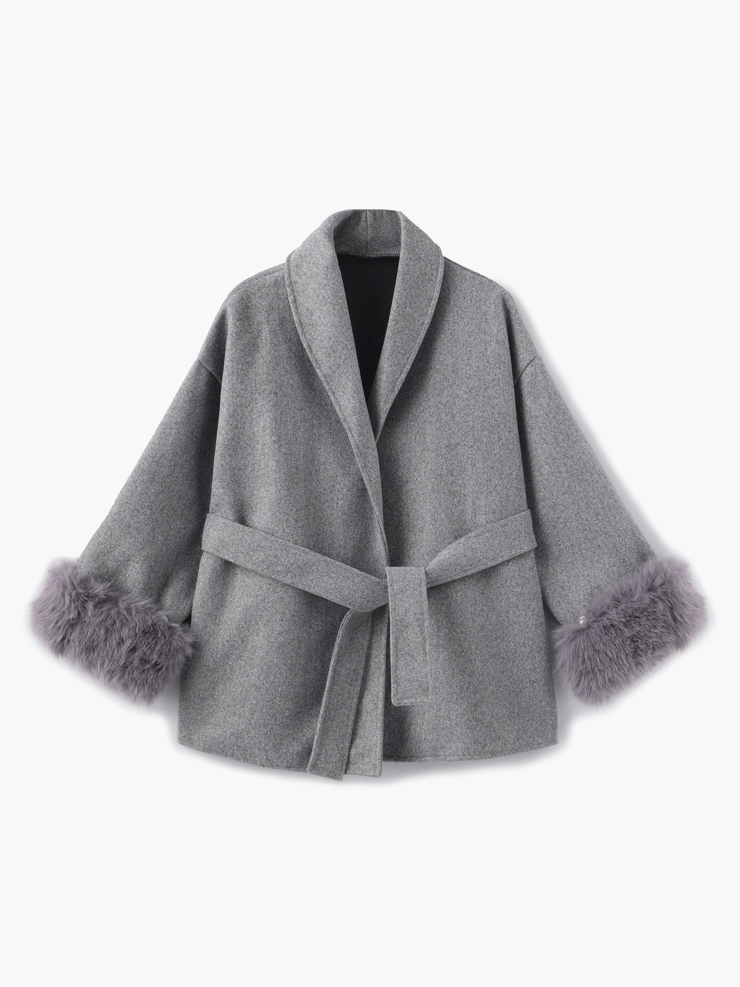 Wickelmantel Damen mit Fellärmeln | Eleganter Herbststyle für City & Office
