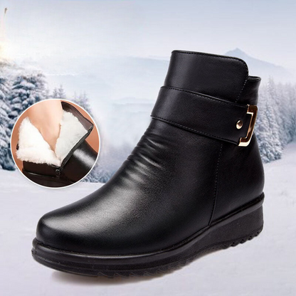 Mariella | Elegante Echtleder-Stiefel mit Metallverschluss und Samt