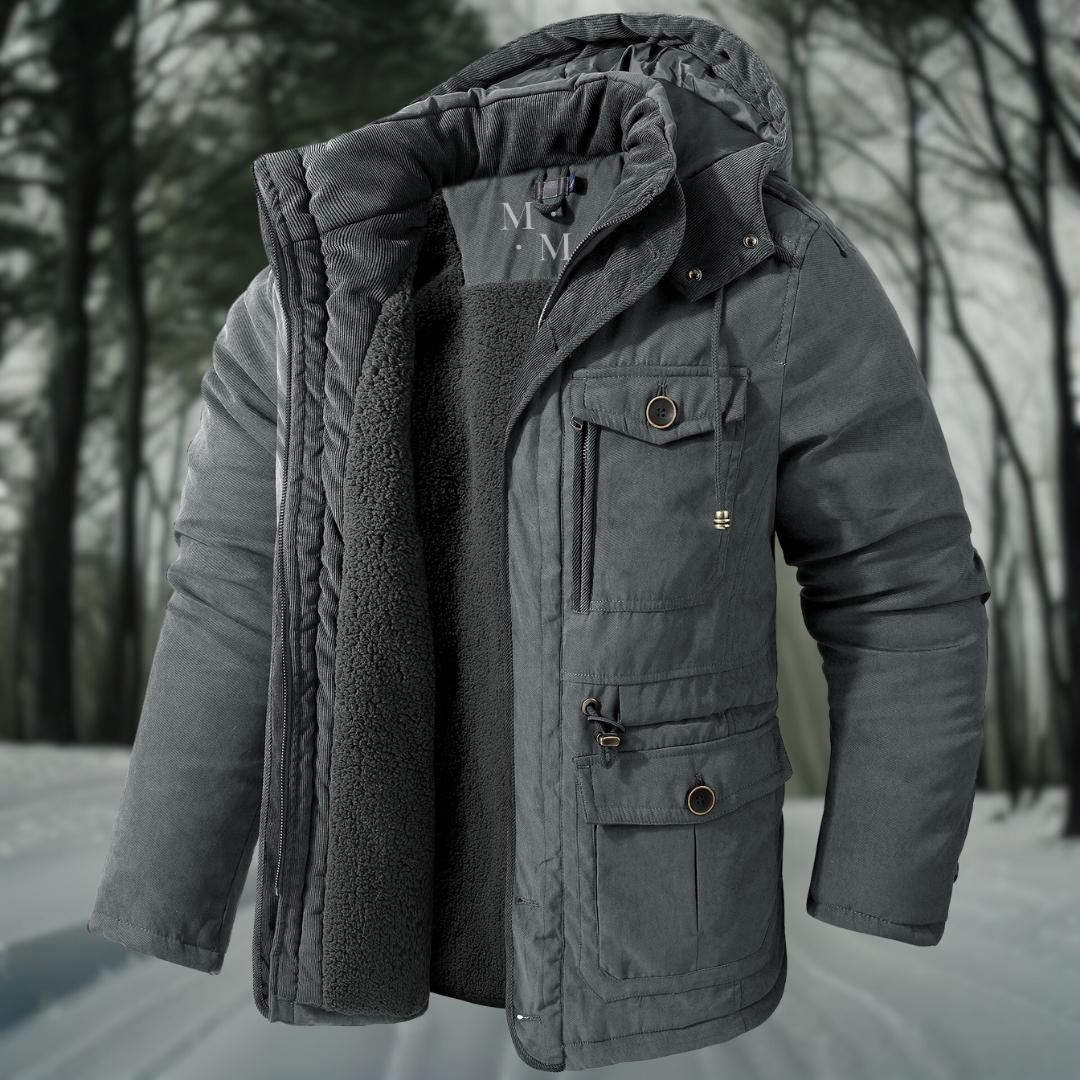 Brandon | Herren Winterjacke mit Kapuze & Taschen | Warm Gefüttert